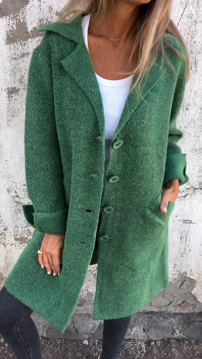 Women's Relaxed-Fit Long Button-Front Lapel Coat