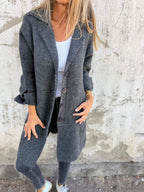 Women's Relaxed-Fit Long Button-Front Lapel Coat
