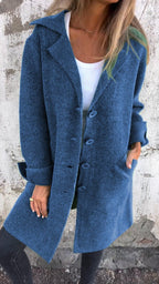 Women's Relaxed-Fit Long Button-Front Lapel Coat