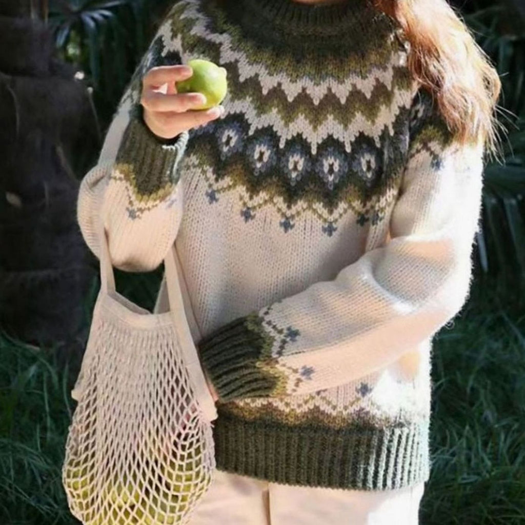 Women's Relaxed-Fit Nordic Fair Isle Pattern Sweater