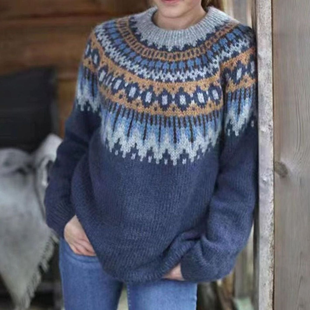 Women's Relaxed-Fit Nordic Fair Isle Pattern Sweater