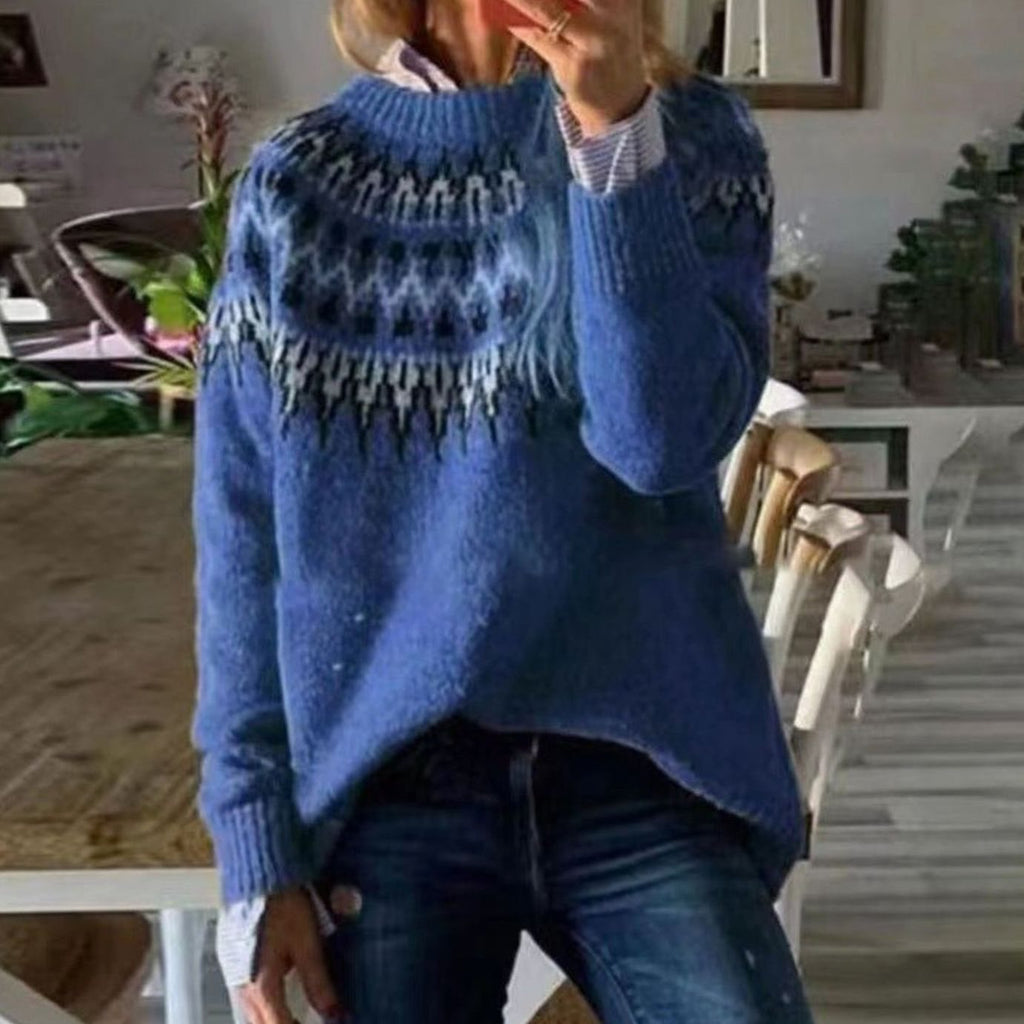 Women's Relaxed-Fit Nordic Fair Isle Pattern Sweater
