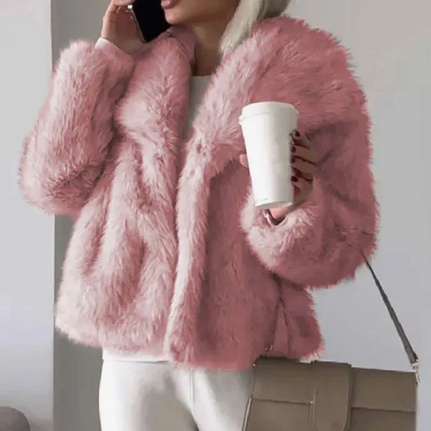 Women's Relaxed-Fit Open-Front Faux Fur Jacket