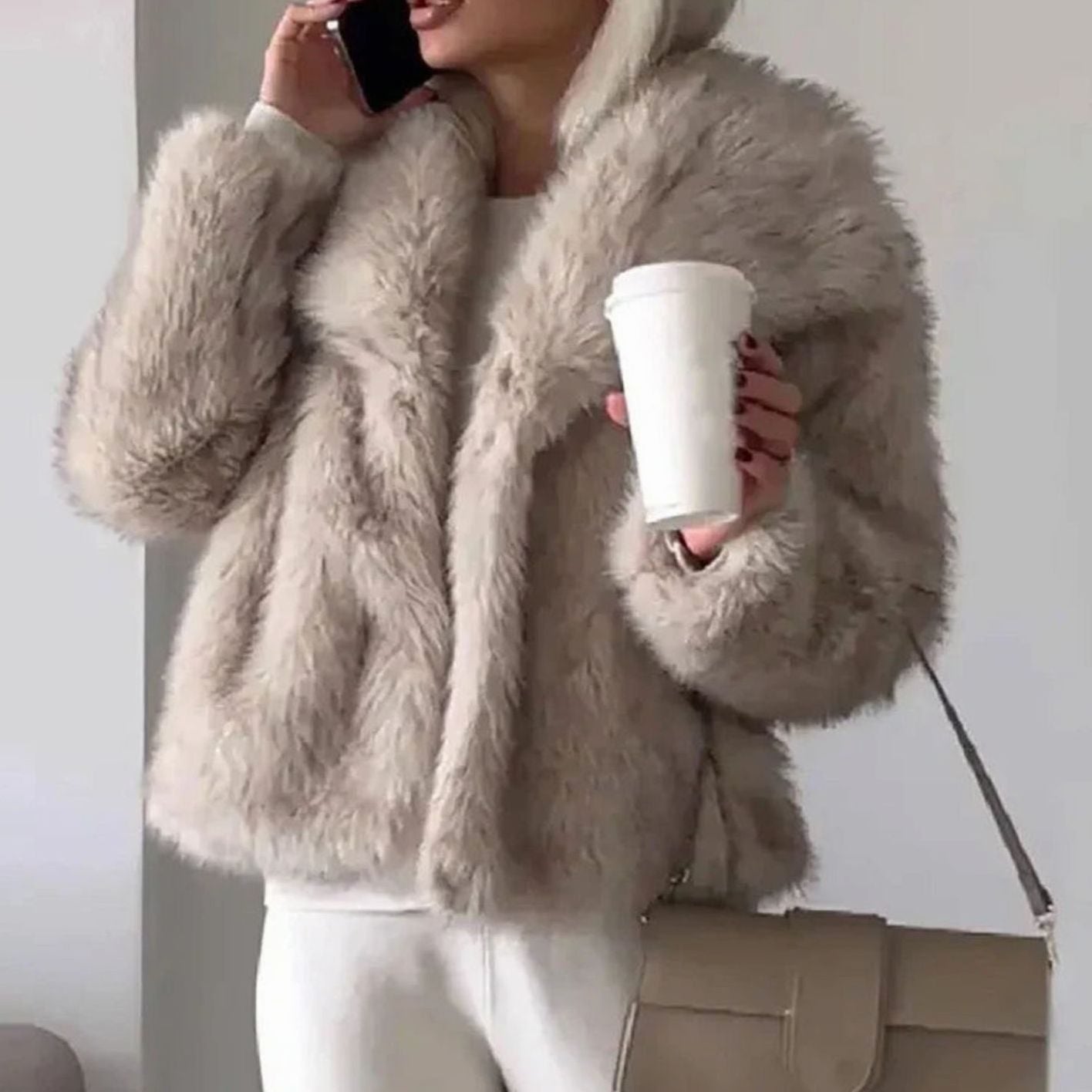 Women's Relaxed-Fit Open-Front Faux Fur Jacket