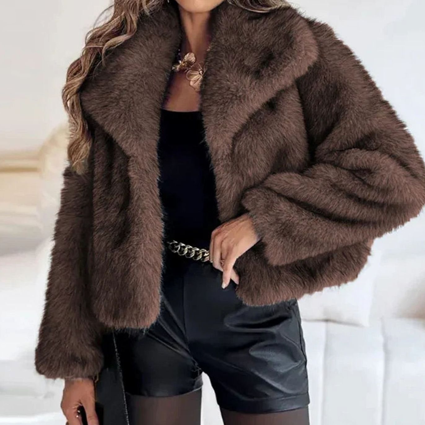 Women's Relaxed-Fit Open-Front Faux Fur Jacket