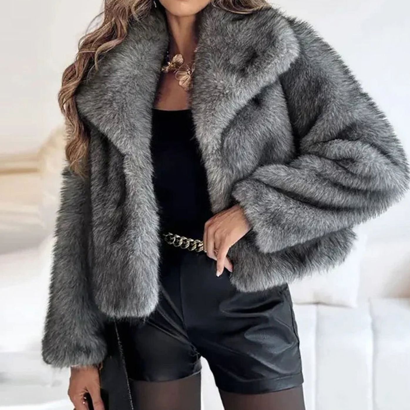 Women's Relaxed-Fit Open-Front Faux Fur Jacket