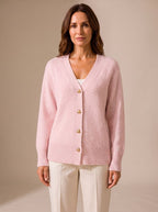 Women's Relaxed-Fit V-Neck Gold Heart-Button Knitwear Cardigan