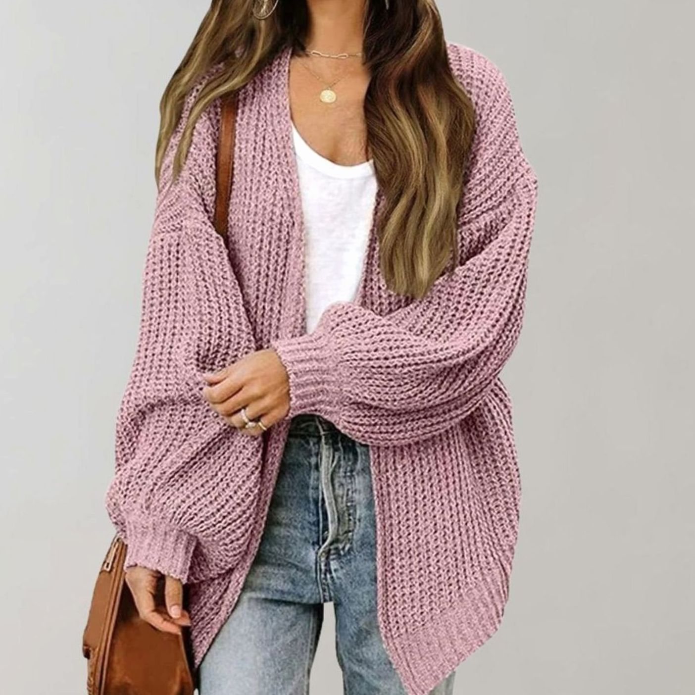 Women's Relaxed Oversized Knit Open Front Cardigan Sweater