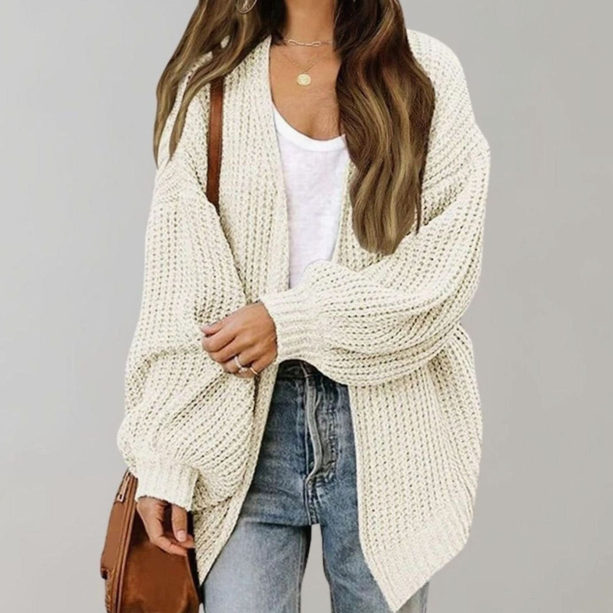 Women's Relaxed Oversized Knit Open Front Cardigan Sweater