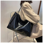 Women's Retro Large-Capacity PU Leather Shoulder Tote Bag