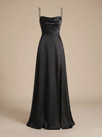 Women's Satin Cowl-Neck Sleeveless Maxi Dress High Slit