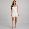 Women's Sequin Feather-Trim V-Neck Cocktail Dress