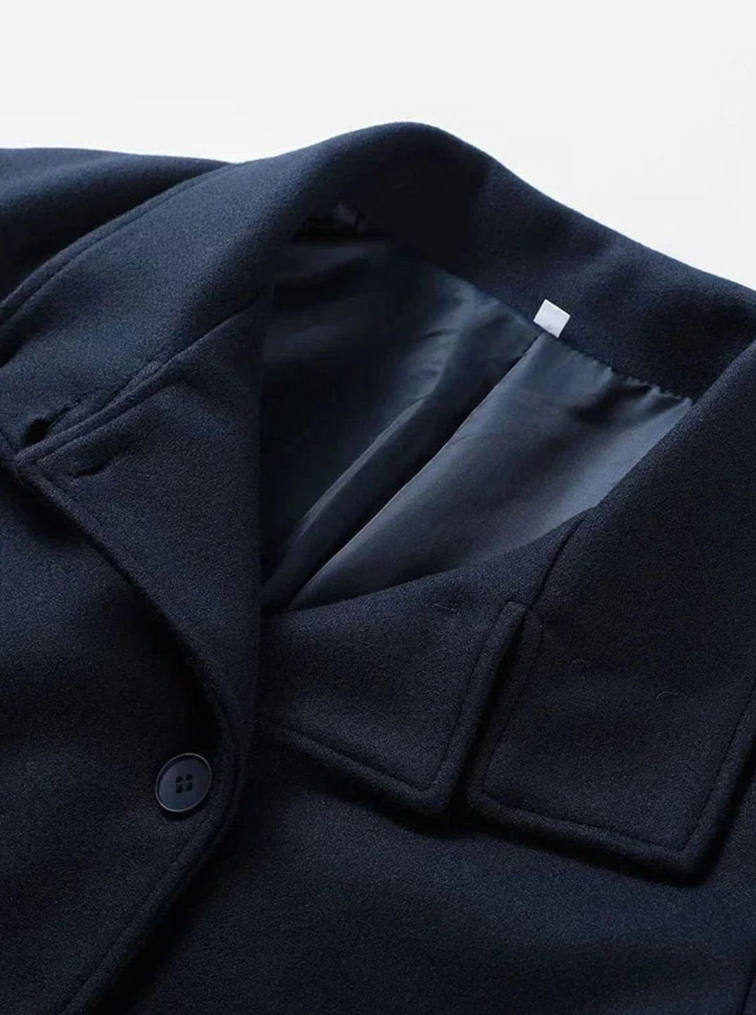 Women's Hip-Length Stand Collar Coat in Soft Wool Blend