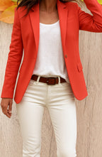 Women's Single Button Fitted Office Blazer Tailored Jacket