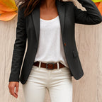 Women's Single Button Fitted Office Blazer Tailored Jacket