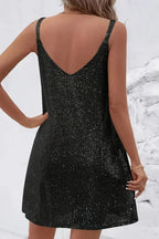 Women's Sleeveless Sequin Mini Evening Gown Cocktail Dress