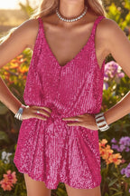 Women's Sleeveless Sequin Mini Evening Gown Cocktail Dress