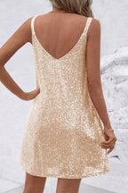 Women's Sleeveless Sequin Mini Evening Gown Cocktail Dress