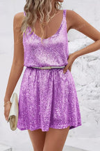 Women's Sleeveless Sequin Mini Evening Gown Cocktail Dress