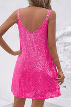 Women's Sleeveless Sequin Mini Evening Gown Cocktail Dress