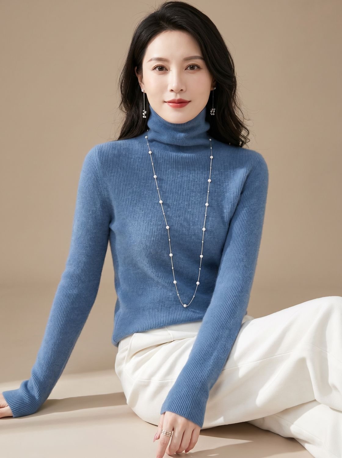 Women's Snug Turtleneck Rib-Trim Layering Sweater