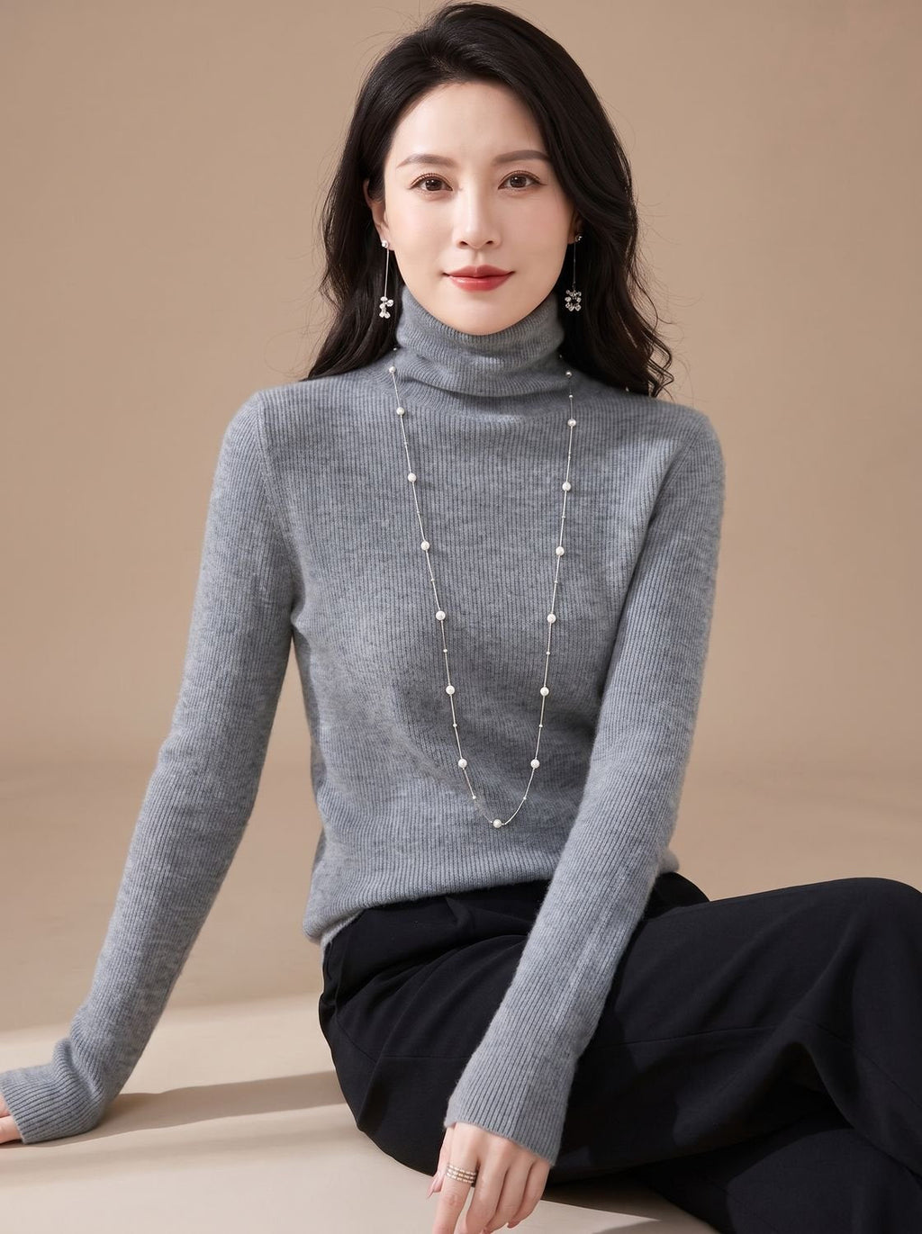 Women's Snug Turtleneck Rib-Trim Layering Sweater