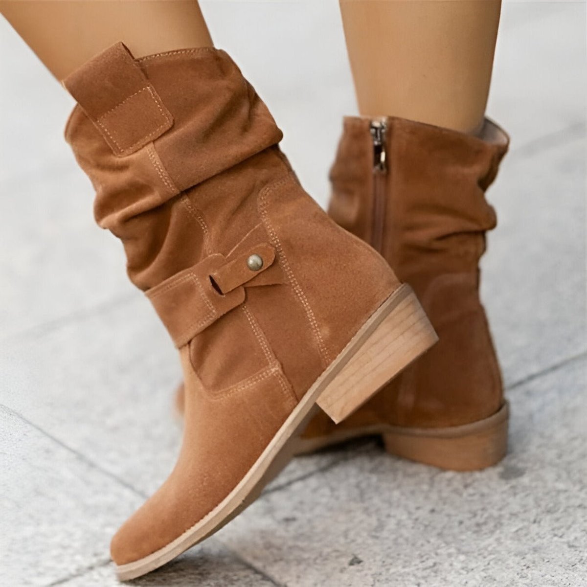 Women's Slouchy Faux Suede Mid-Calf Knee High Boots Block