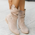 Women's Slouchy Faux Suede Mid-Calf Knee High Boots Block