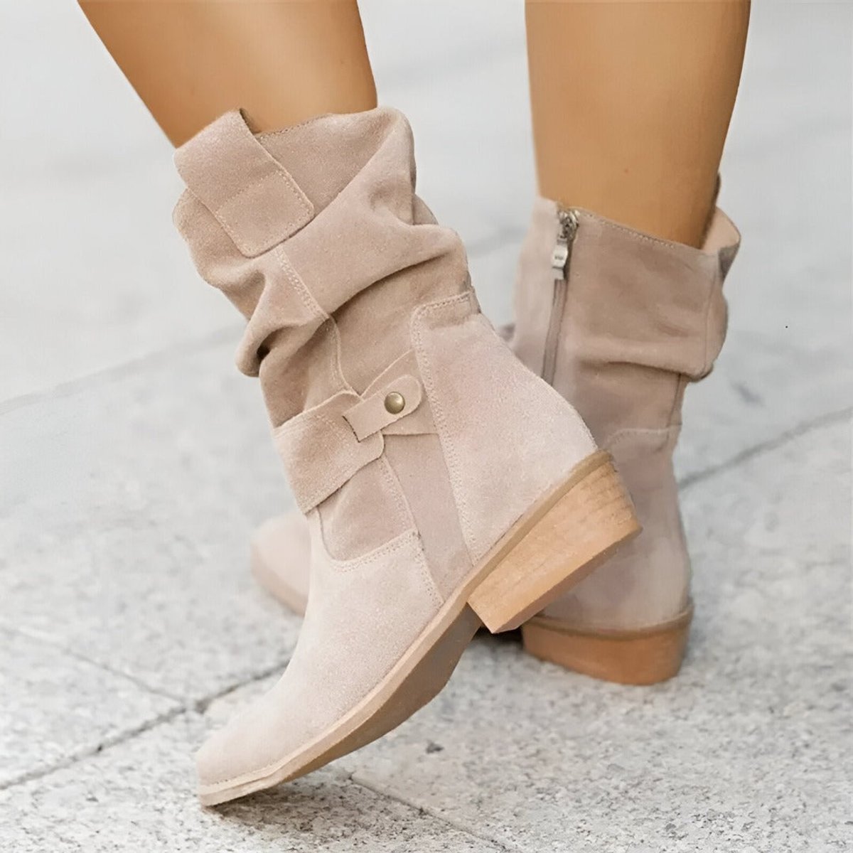 Women's Slouchy Faux Suede Mid-Calf Knee High Boots Block