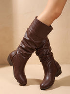 Women's Slouchy Knee-High Block Heel Western Pull-On Boots