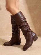 Women's Slouchy Knee-High Block Heel Western Pull-On Boots