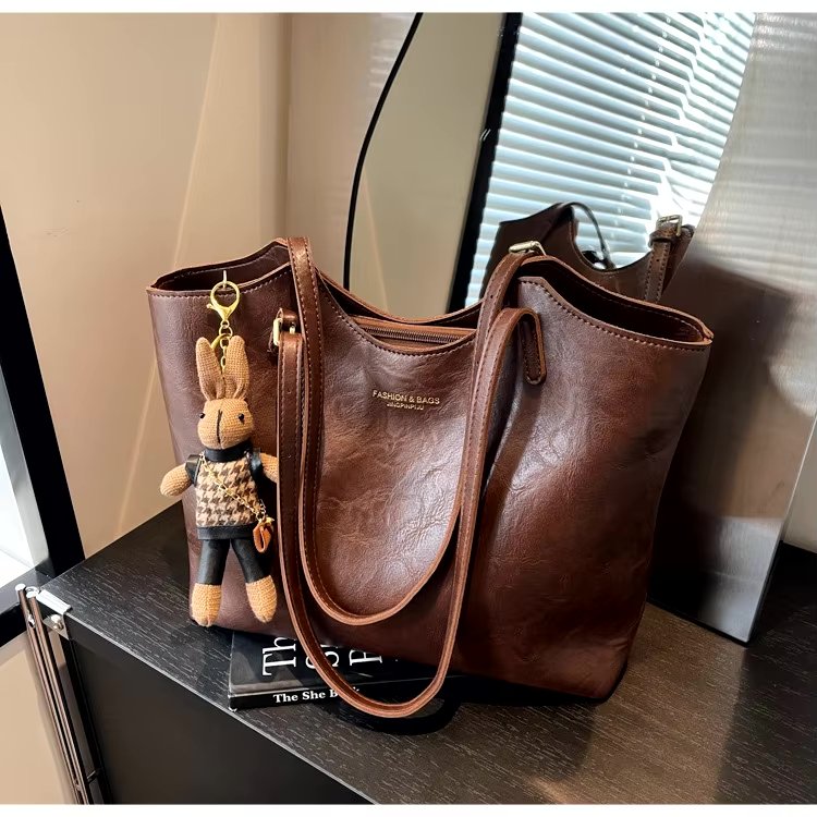 Women's Soft Vegan Leather Shoulder Tote Bag Plush Bunny