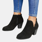 Women's Suede Block Heel Side-Zip Ankle Boots
