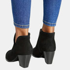 Women's Suede Block Heel Side-Zip Ankle Boots