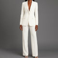 Women's Tailored Single-Button Blazer Pants Suit Set