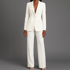 Women's Tailored Single-Button Blazer Pants Suit Set
