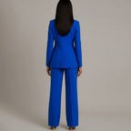 Women's Tailored Single-Button Blazer Pants Suit Set