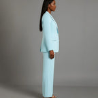 Women's Tailored Single-Button Blazer Pants Suit Set