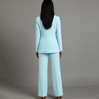 Women's Tailored Single-Button Blazer Pants Suit Set