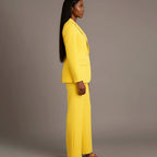 Women's Tailored Single-Button Blazer Pants Suit Set