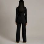 Women's Tailored Single-Button Blazer Pants Suit Set