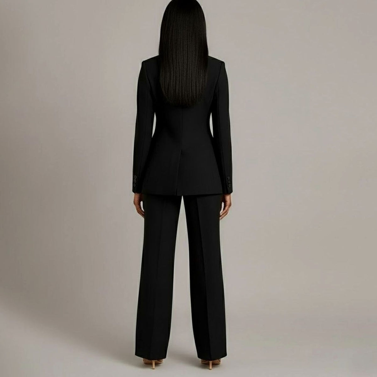 Women's Tailored Single-Button Blazer Pants Suit Set