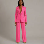 Women's Tailored Single-Button Blazer Pants Suit Set
