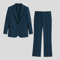 Women's Tailored Single-Button Blazer Suit Set Straight-Leg Pants