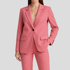 Women's Tailored Single-Button Blazer Suit Set Straight-Leg Pants