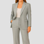 Women's Tailored Single-Button Blazer Suit Set Straight-Leg Pants