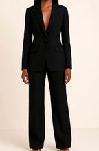 Women's Tailored Single-Button Blazer Wide-Leg Pants Suit Set