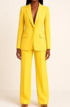 Women's Tailored Single-Button Blazer Wide-Leg Pants Suit Set