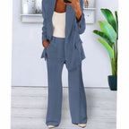 Women's Tailored Two-Piece Blazer Suit Set Wide-Leg Pants