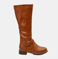 Women's Tall Riding Knee High Boots Buckle Strap Low